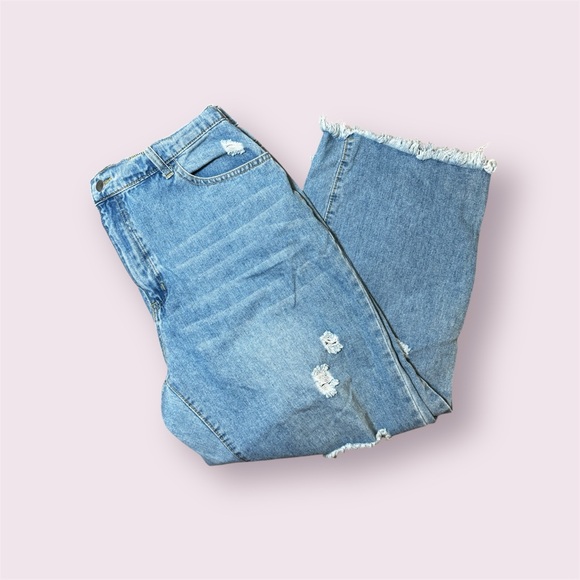 SHEIN Plus Distressed Wide-Leg Jeans – Size 1XL (14) - Picture 1 of 5